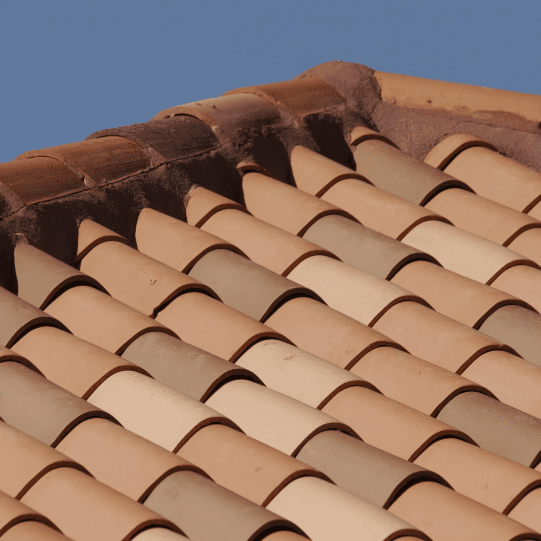 Clay tile roof in Florida showing age